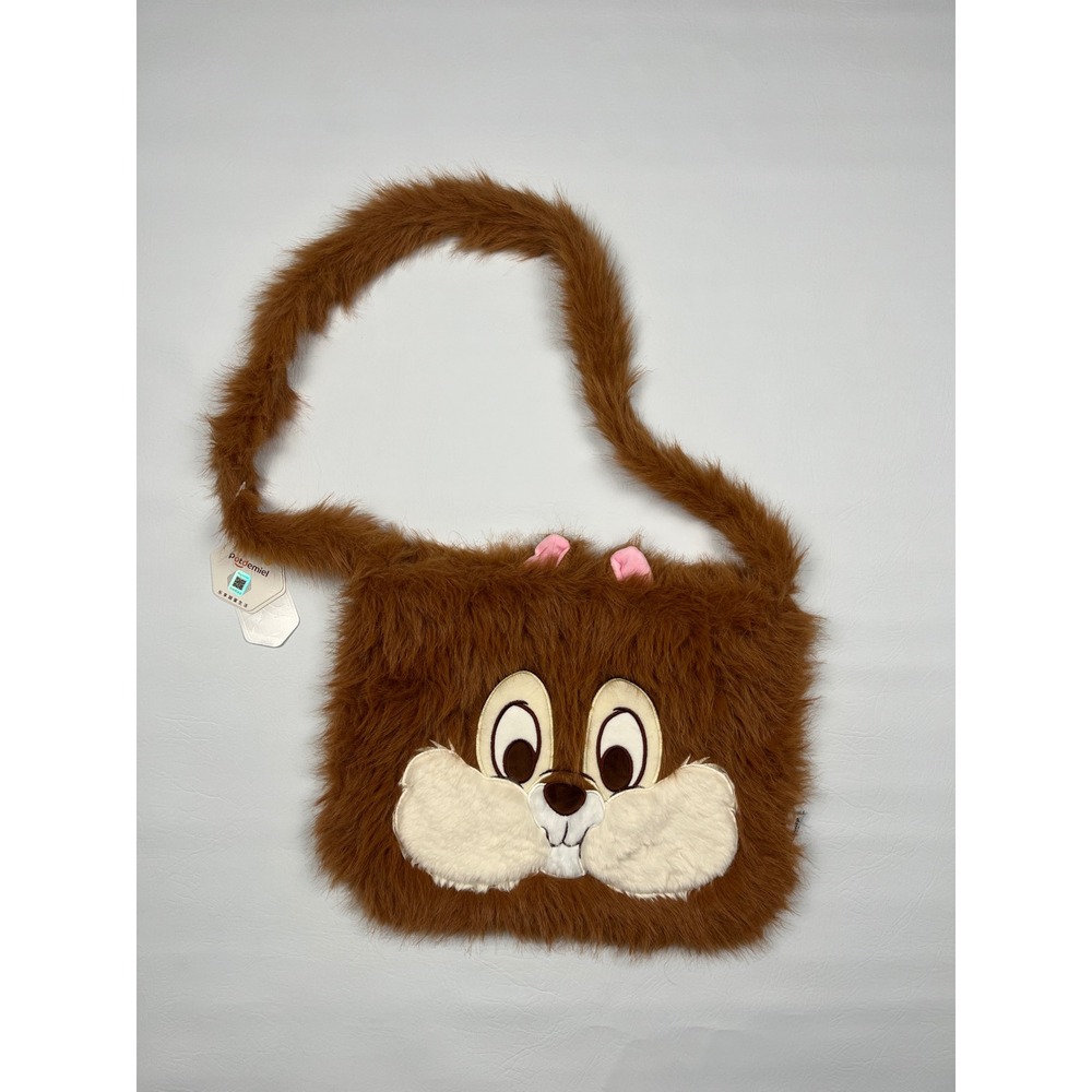 Disney Potdemiel Chip n Dale Tote Bag Brown Faux Fur Plush Bag